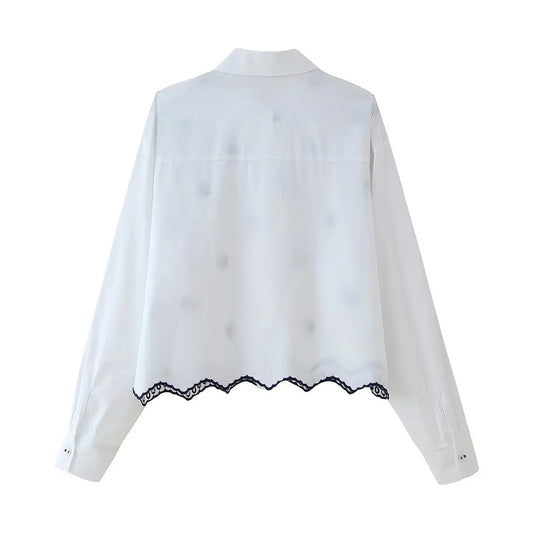 Embroidered Floral Button-Up Shirt – Chic & Timeless