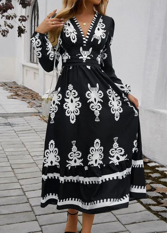 Black & White Bohemian Maxi Dress