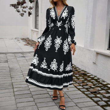 Black & White Bohemian Maxi Dress