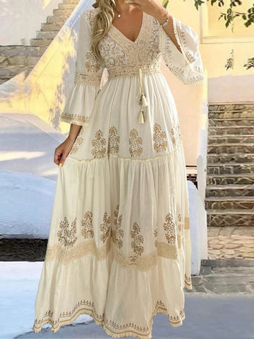 Bohemian Embroidered Maxi Dress – Timeless Elegance